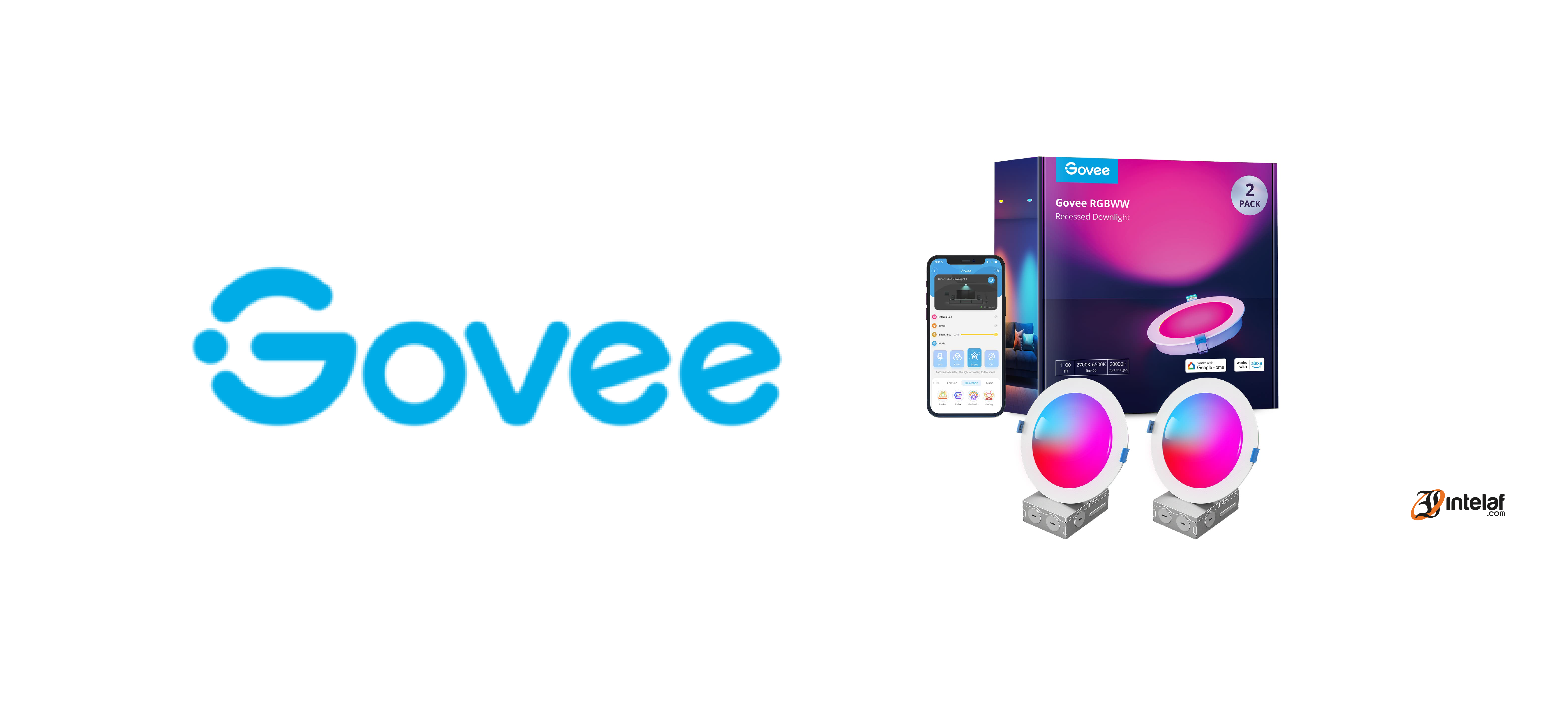 Como Instalar y configurar Govee iluminación empotrada paquete de 2 Smart 4″/11w blanco